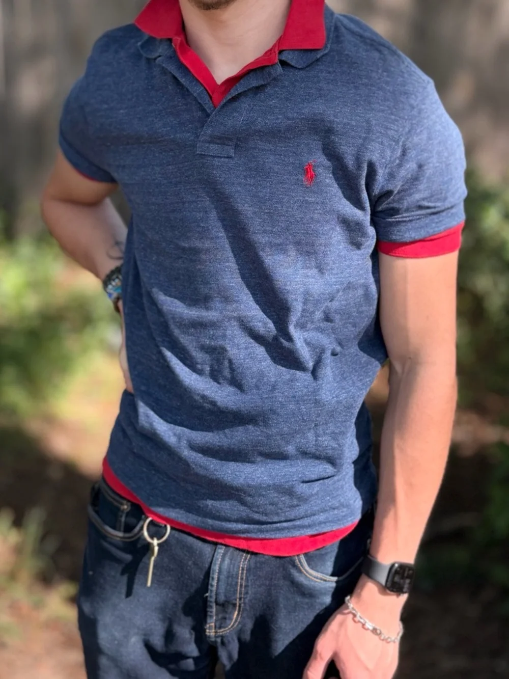 Ralph Lauren Navy Heather Polo SHIRT RED PONY LOGO EMBROIDERED MEN TENNIS RUGBY - Picture 14 of 16